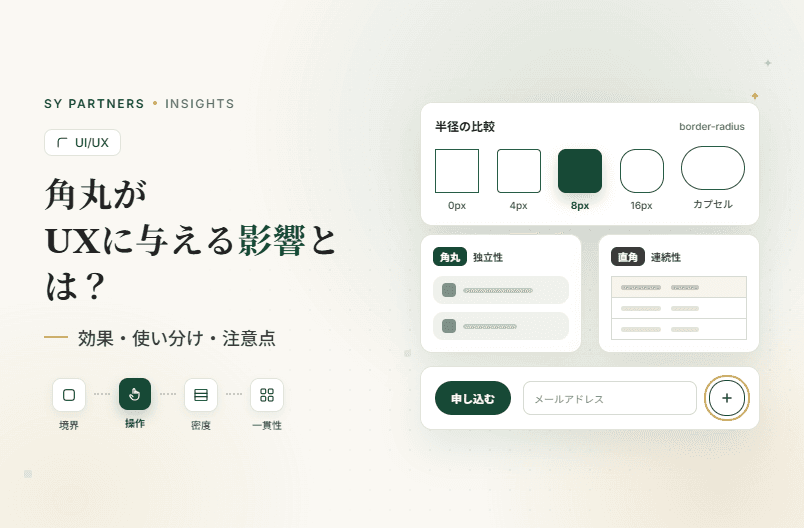 角丸がUXに与える影響とは?UIデザインでの効果・使い分け・注意点を徹底解説