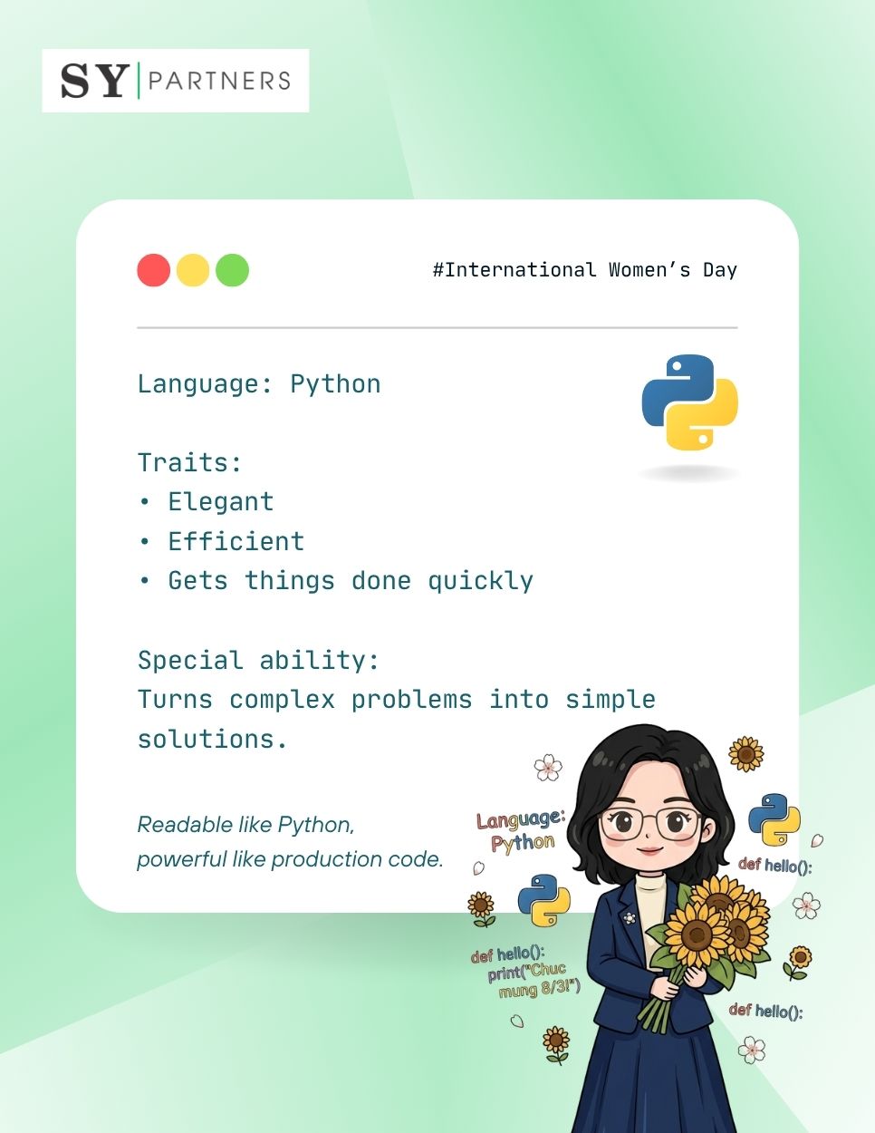 If Women at SY Partners Were Programming Languages