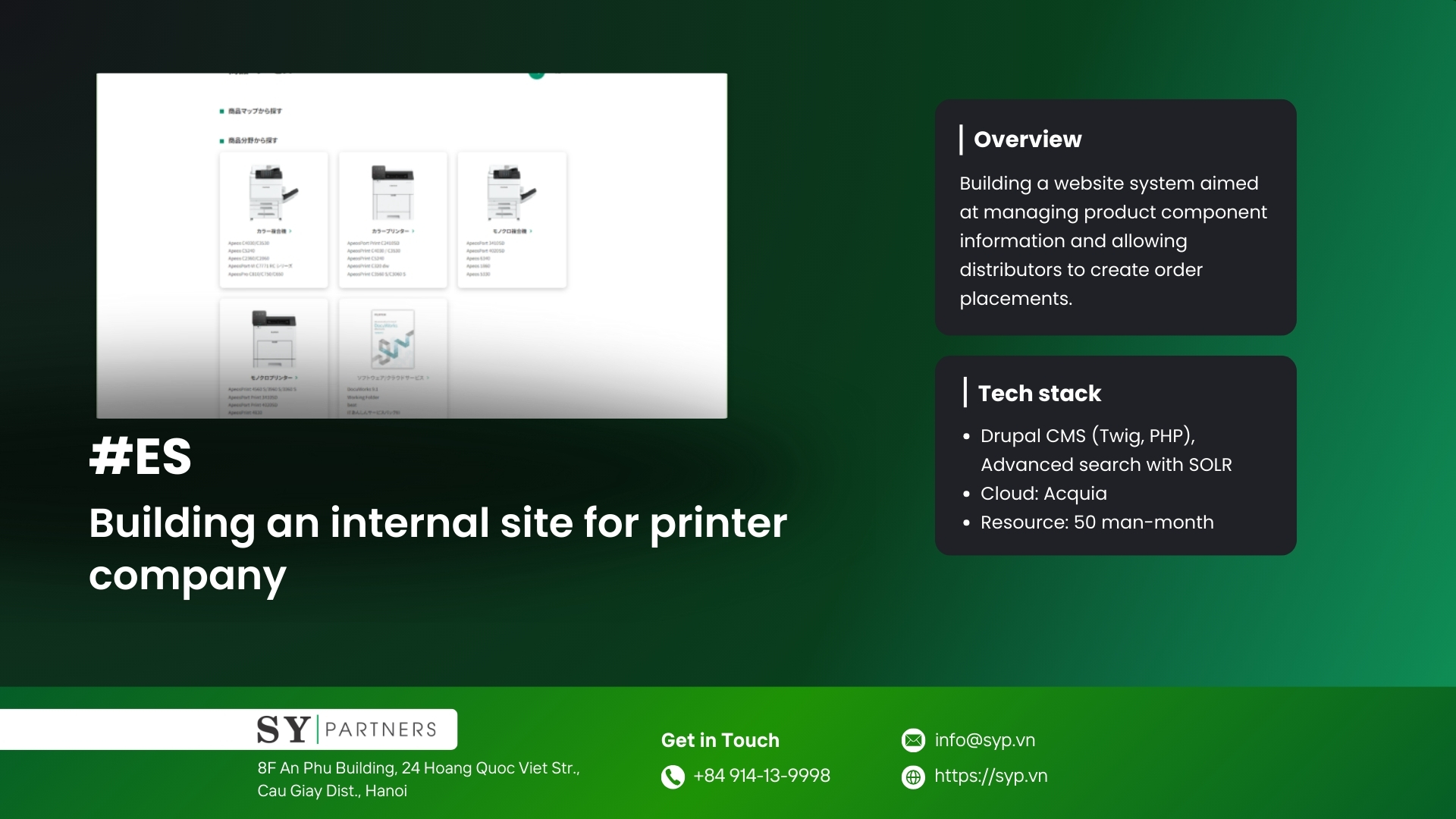 Building an internal site for printer company